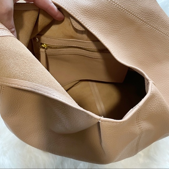 Dune London Dashiing Camel Leather Seam Detail Slouch Bag - Picture 6 of 12